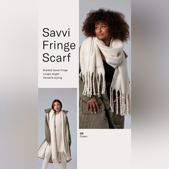 Savvi Cream Fringe Scarf - Picture 11 of 14
